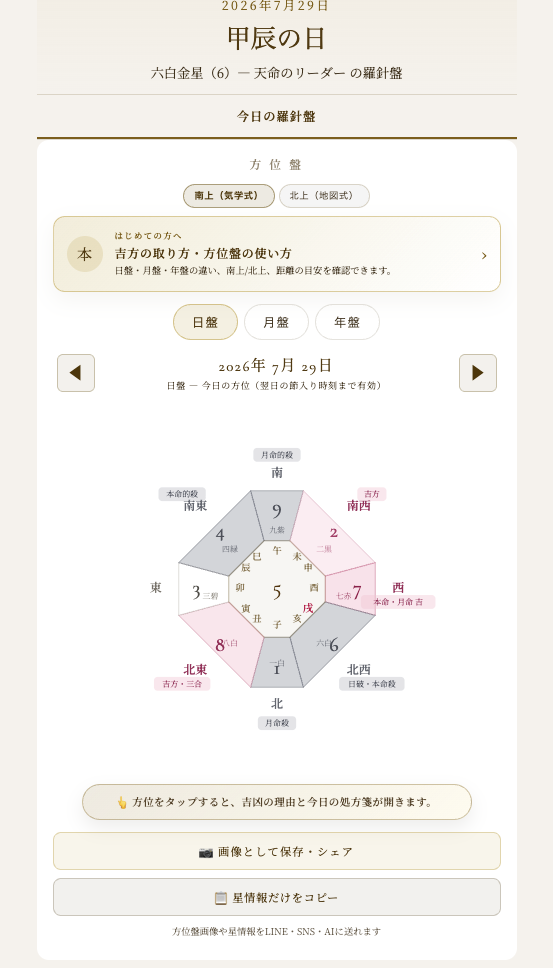 今日の羅針盤の画面