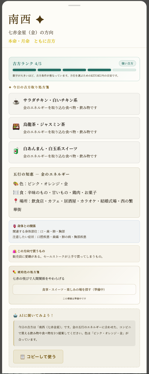 琥珀色の処方箋画面