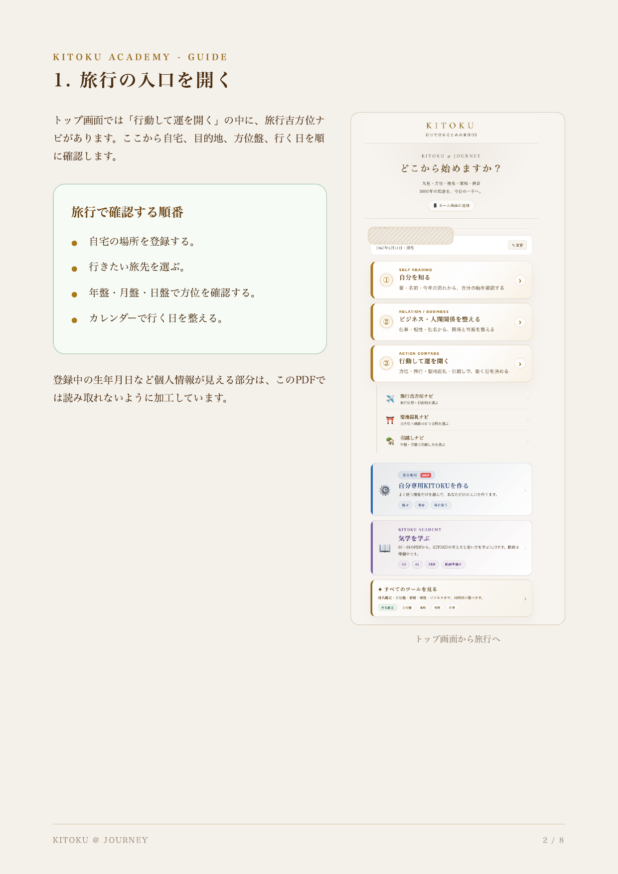 旅行吉方位の見方 2ページ目